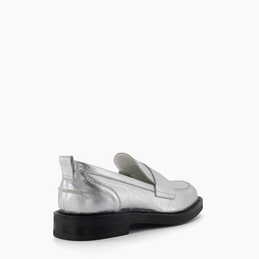 Silver loafer shoes store