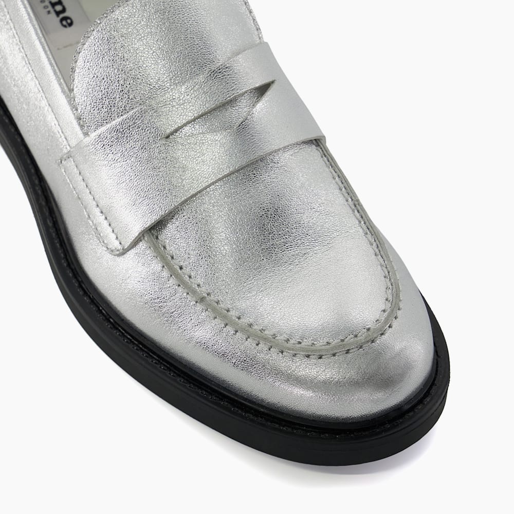 Silver loafers on sale