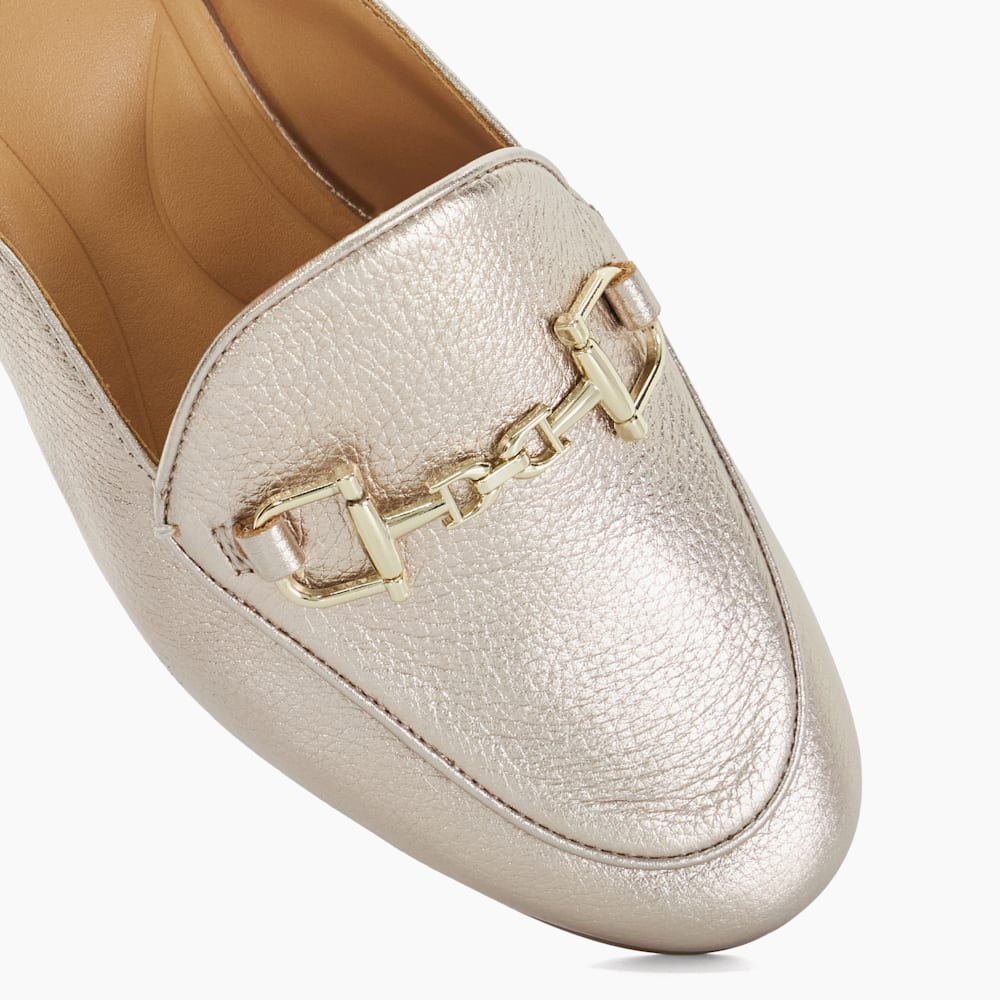 Gold backless loafers hotsell