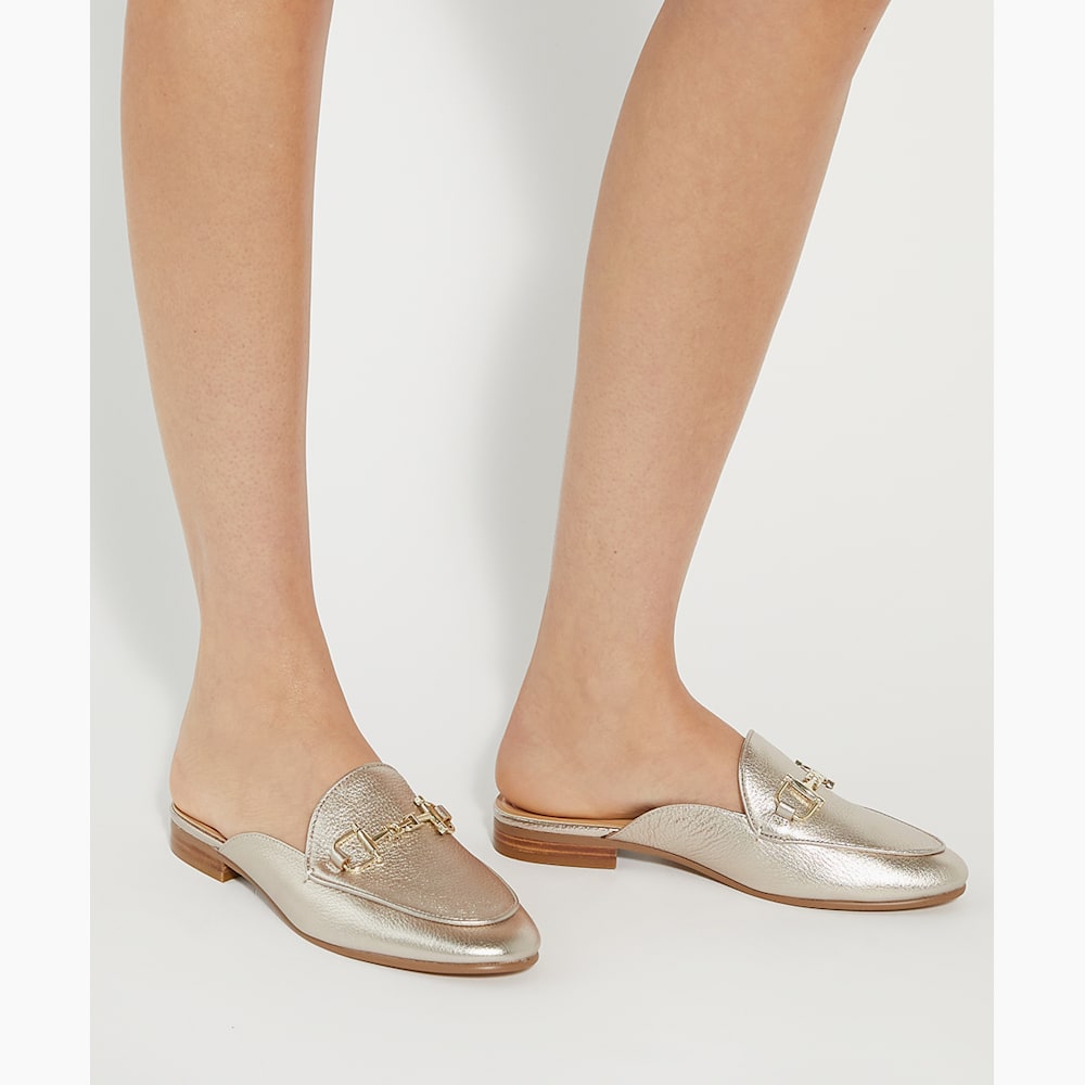 Gold backless loafers hot sale