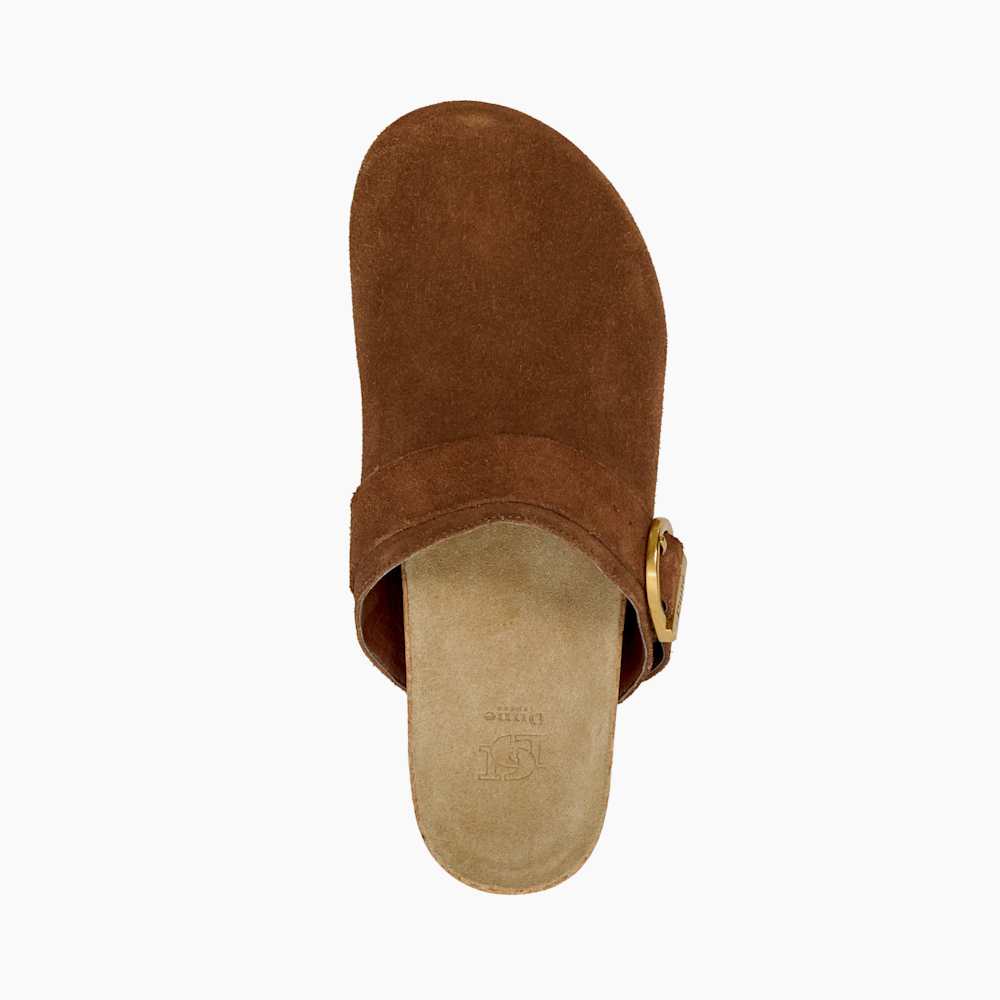 Brown suede clogs cheap