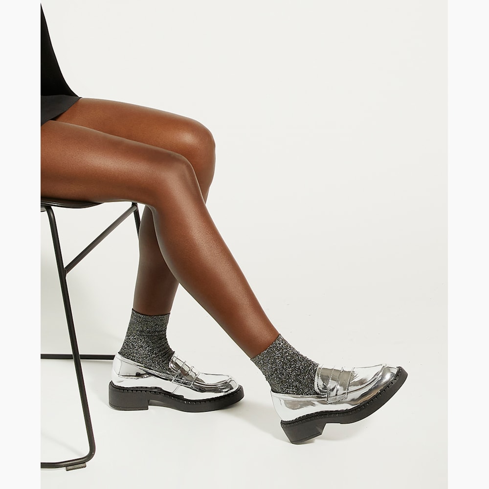 Silver platform loafers outlet