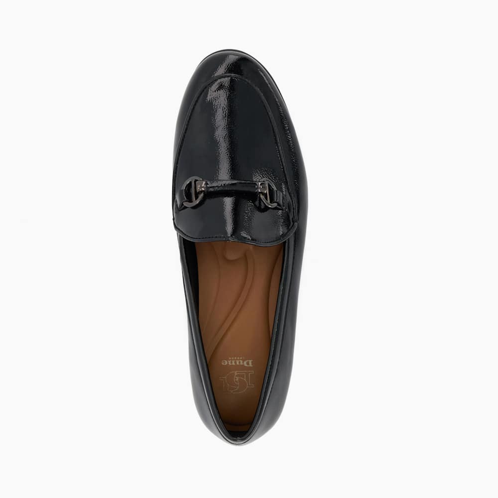 Grandeur Black, Patent Tonal-Snaffle-Trimmed Loafers | Dune