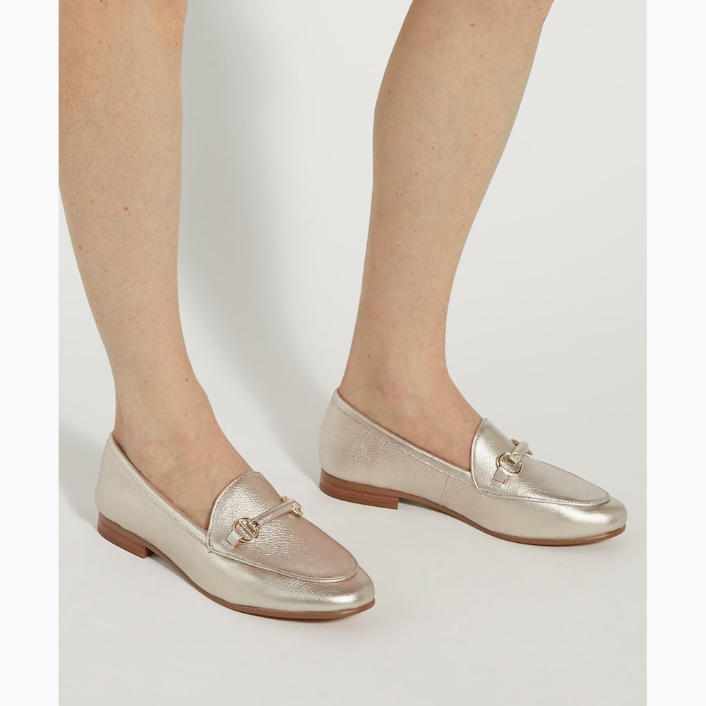 Grandeur Gold, Metal-Trim-Snaffle Loafers | Dune London