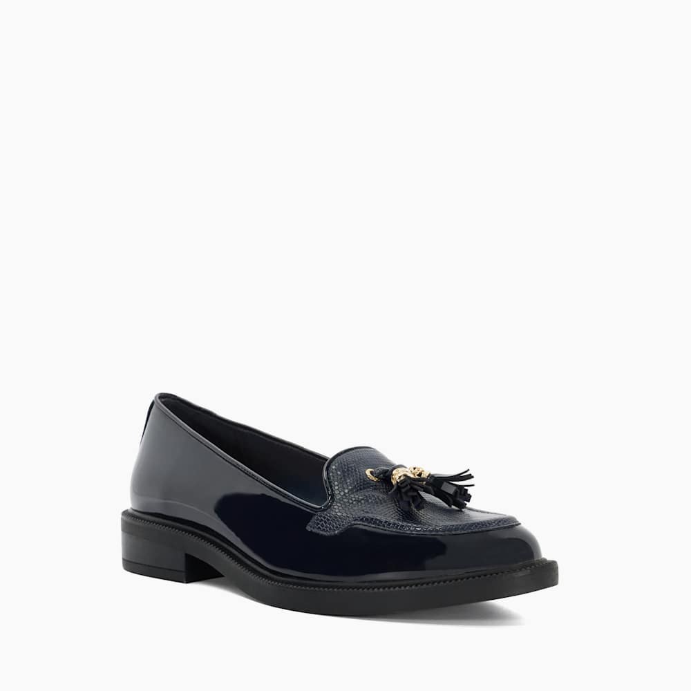 Grape Navy Patent Tassel Loafers Dune London