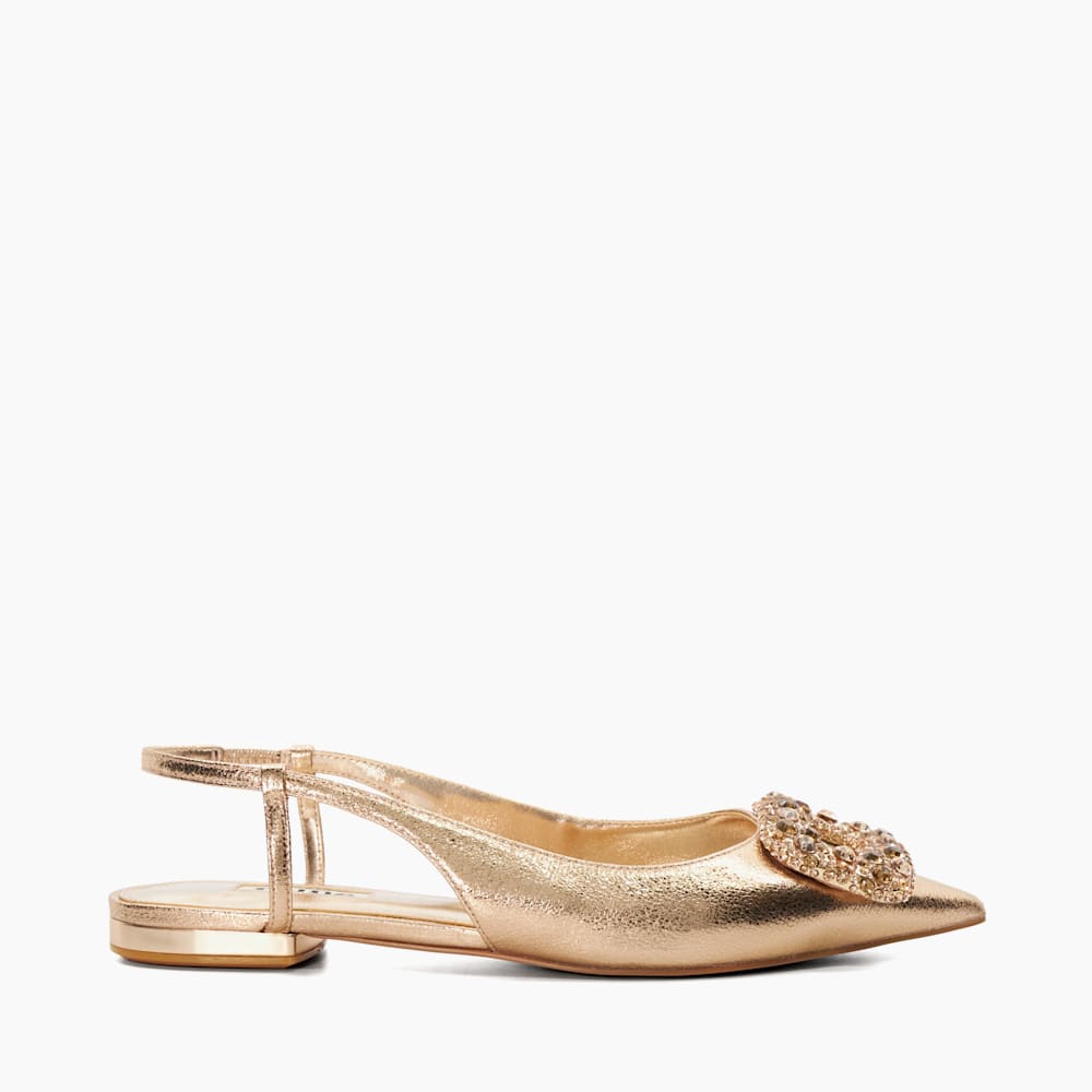 Habriela Rose Gold Pointed Sling Back Flats Dune London