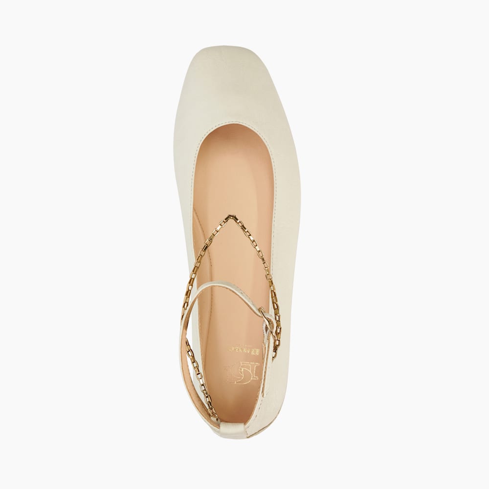 Halles Ecru, Ballet Flat With Ankle Chain Dune London
