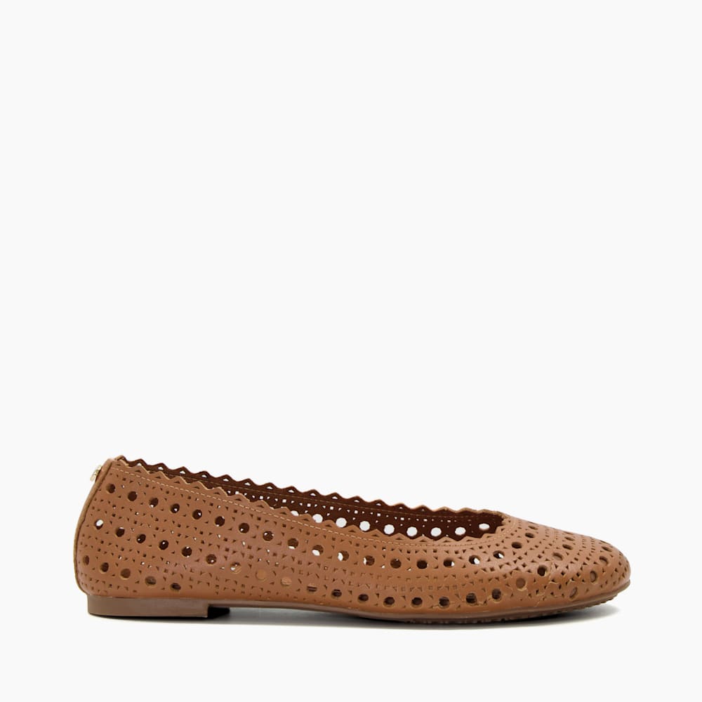 Harlows Tan Laser Cut Detail Ballet Flats Dune London