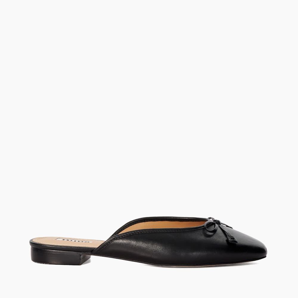 Womens black mules flat sale