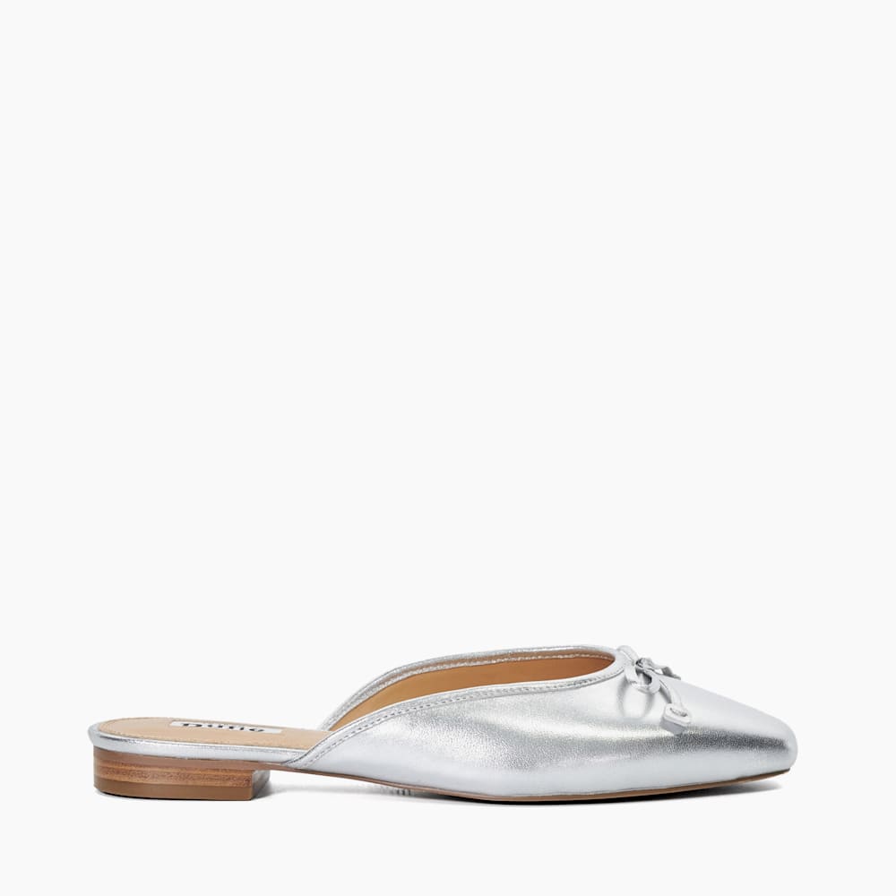 Silver flat mules best sale