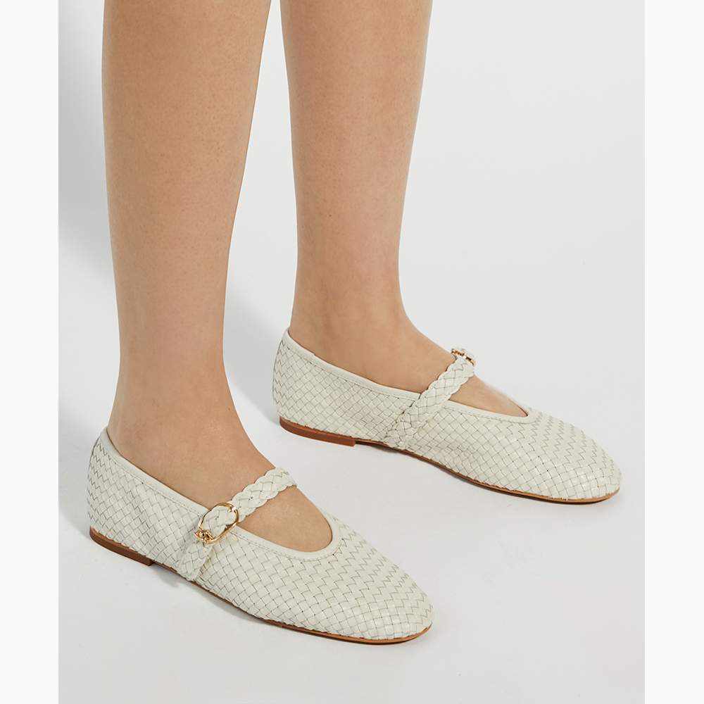 Headline Ecru, Mary-Jane-Ballerinas aus geflochtenem Leder Dune