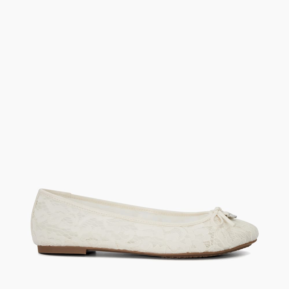 Heartstring Ivory, Lace Wedding Ballet Pumps Dune London