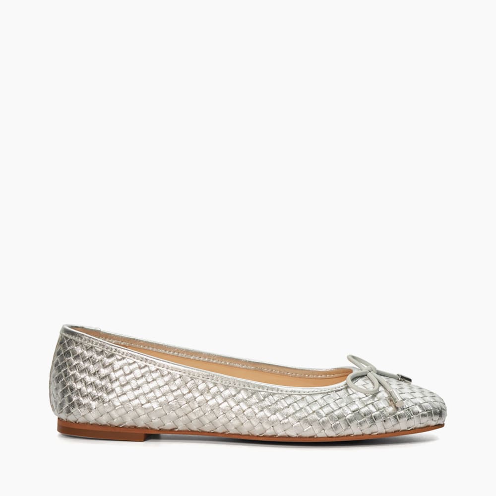 Heights Silver Woven Ballet Flats Dune London