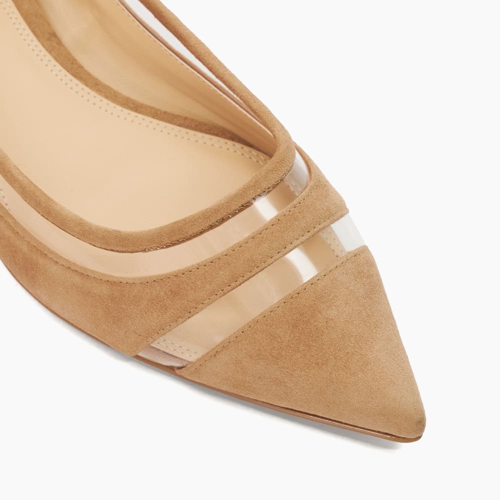 Hepburn Camel Pointed Cut Out Ballet Flats Dune London