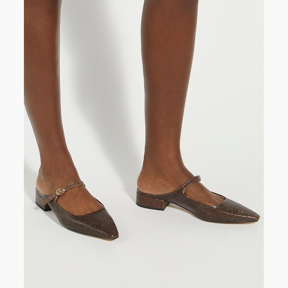 Hints Brown, Backless Mary Janes Dune London