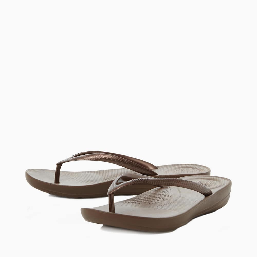 Bronze flip flop sandals hot sale