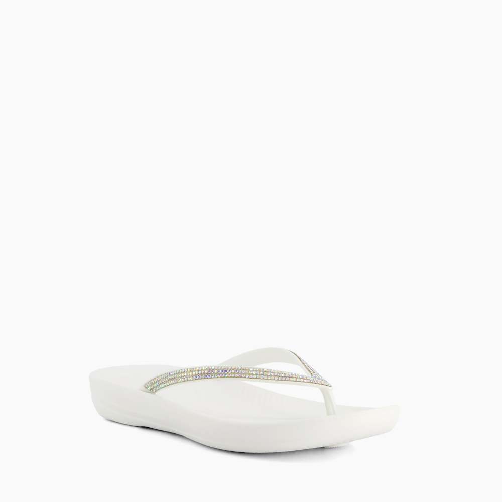 Iqushion Sparkl White, Wedge Flip Flop | Dune London