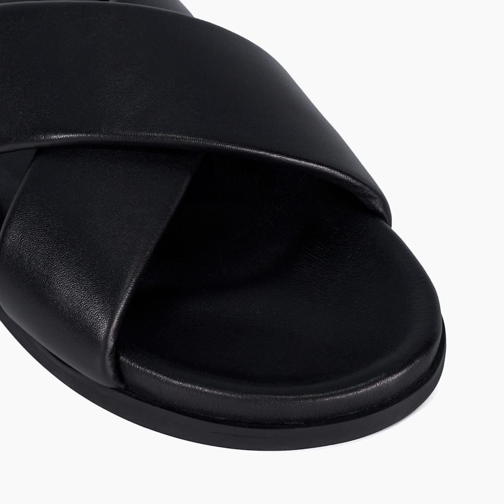 Isaacs Black, Leather Cross Strap Sandals Dune London