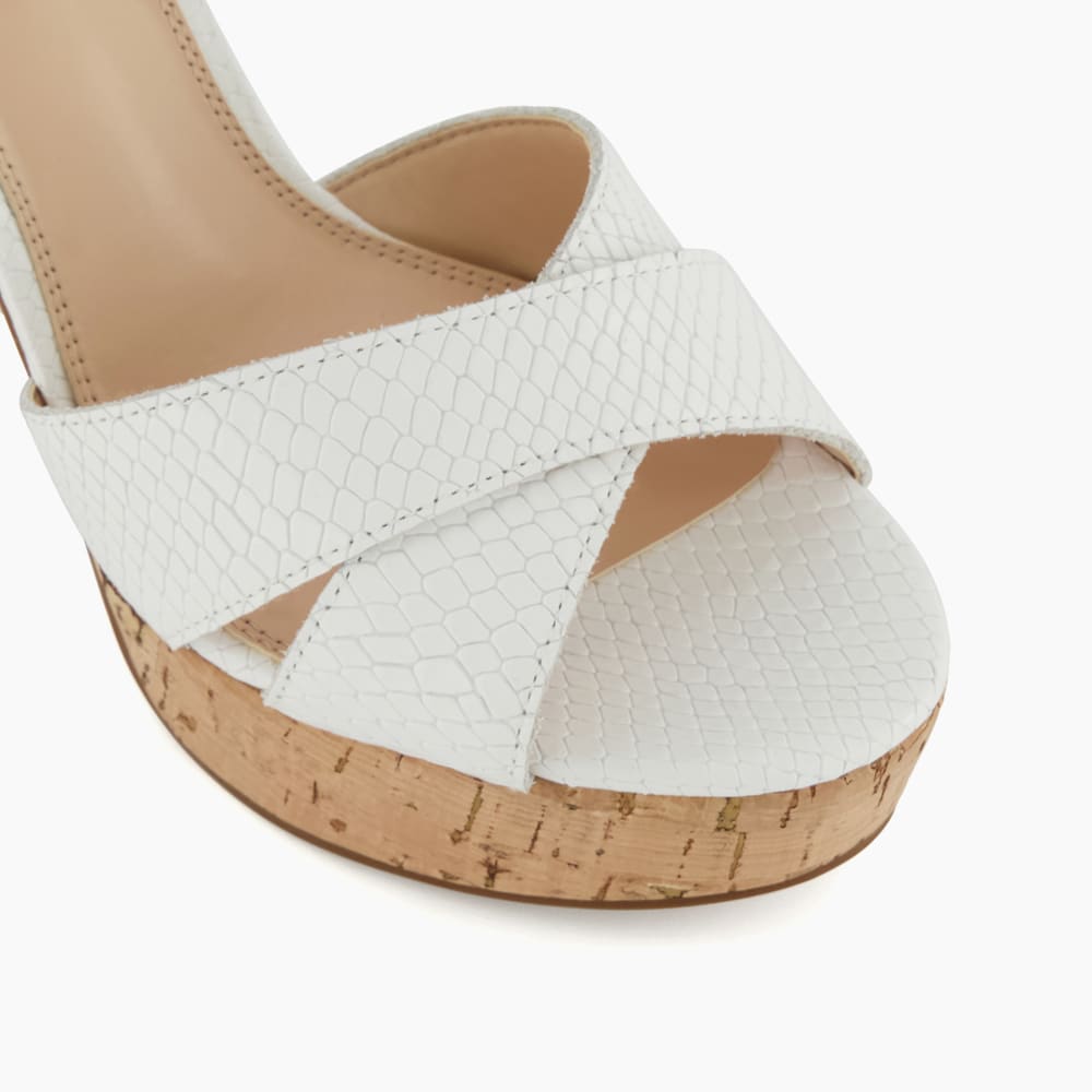 White cork heel sandals 2025