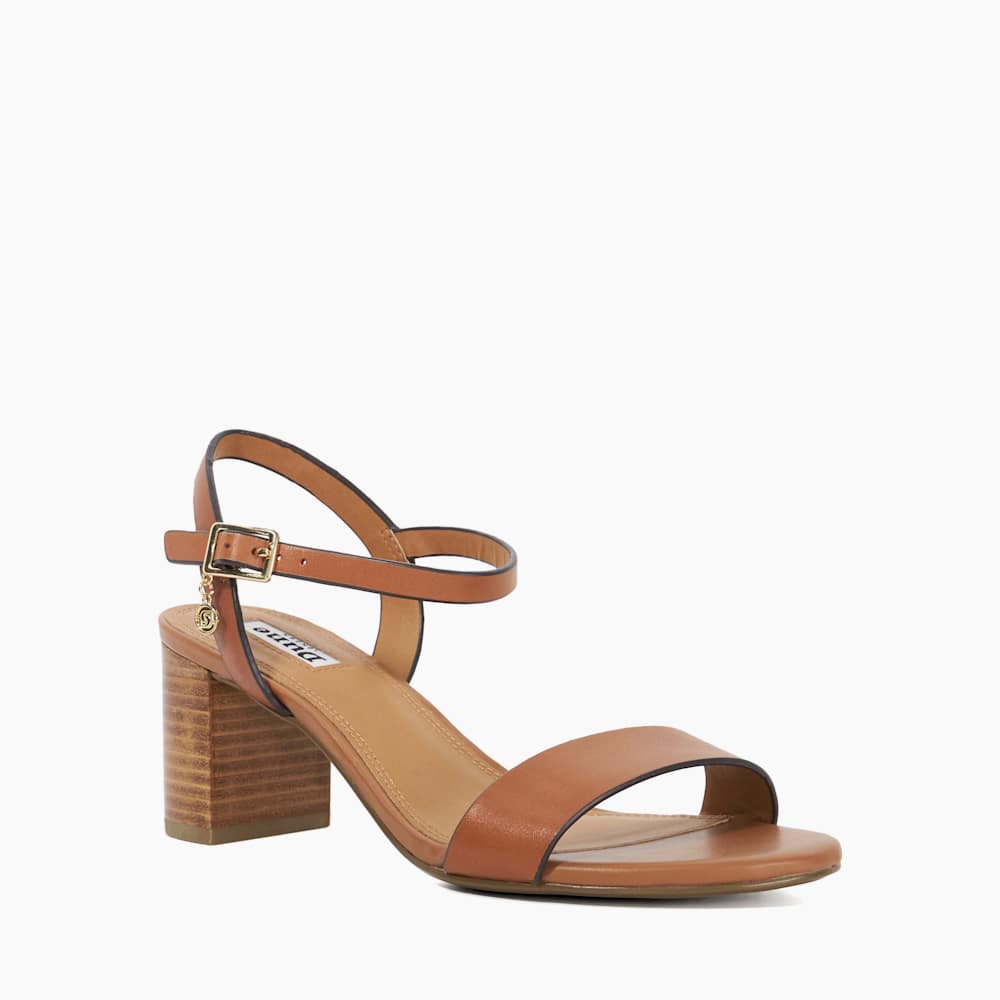 Tan leather mid heel sandals 2025