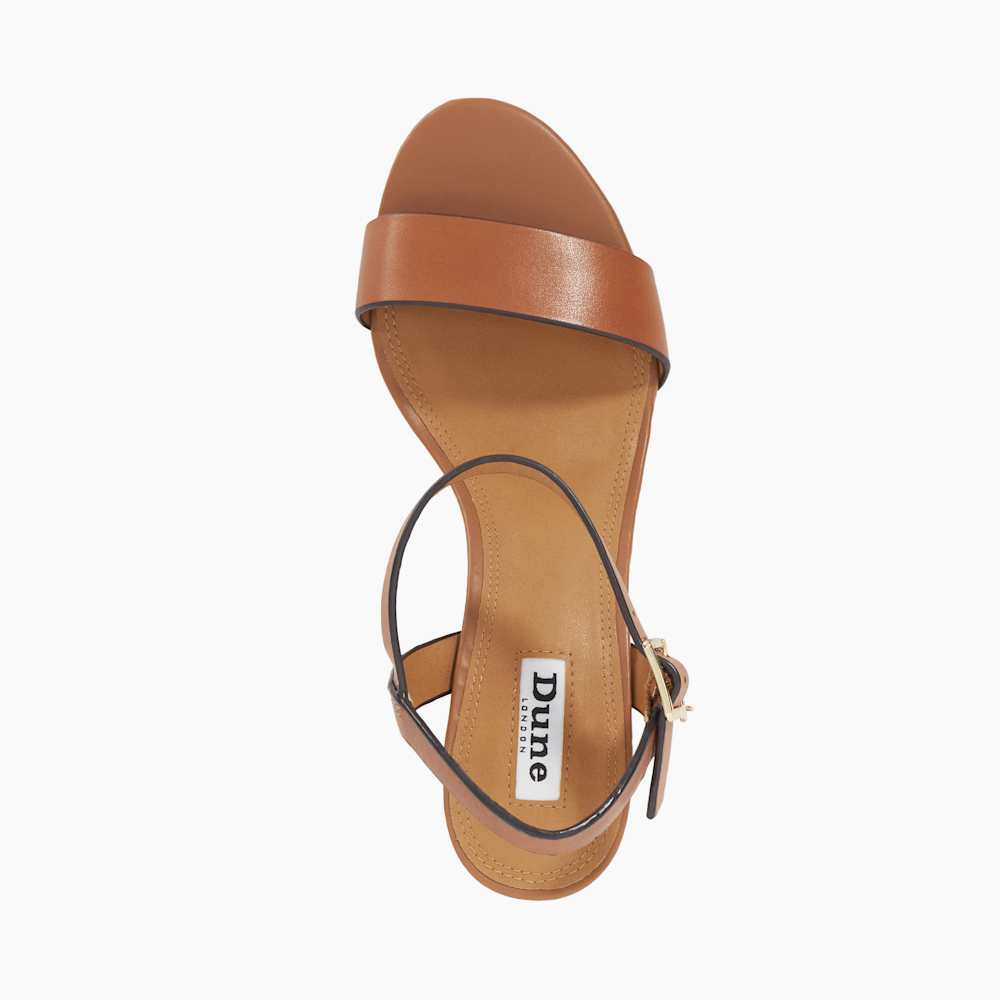 Jelly Tan Leather Block Heeled Sandals Dune London