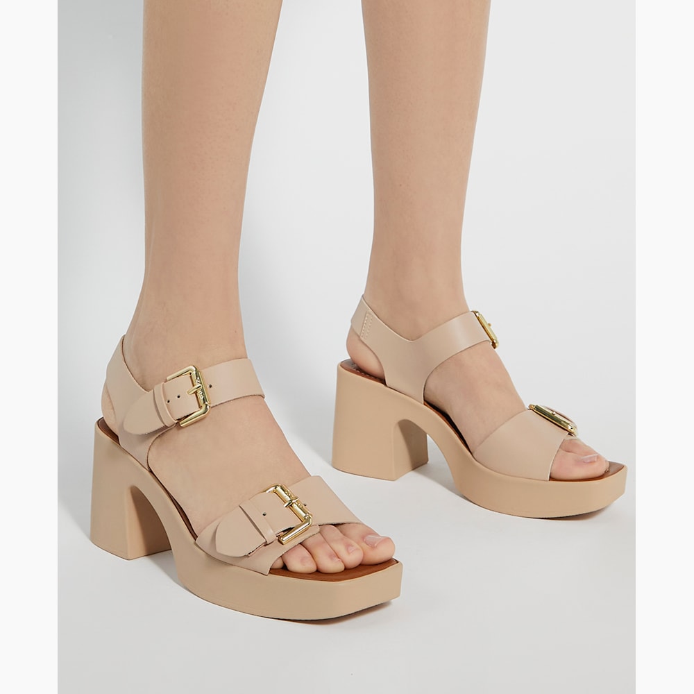 Sandale compensée rose pale clearance