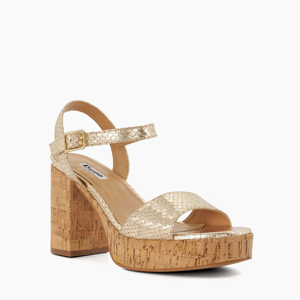 Jodi Gold Cork Platform Sandals Dune London