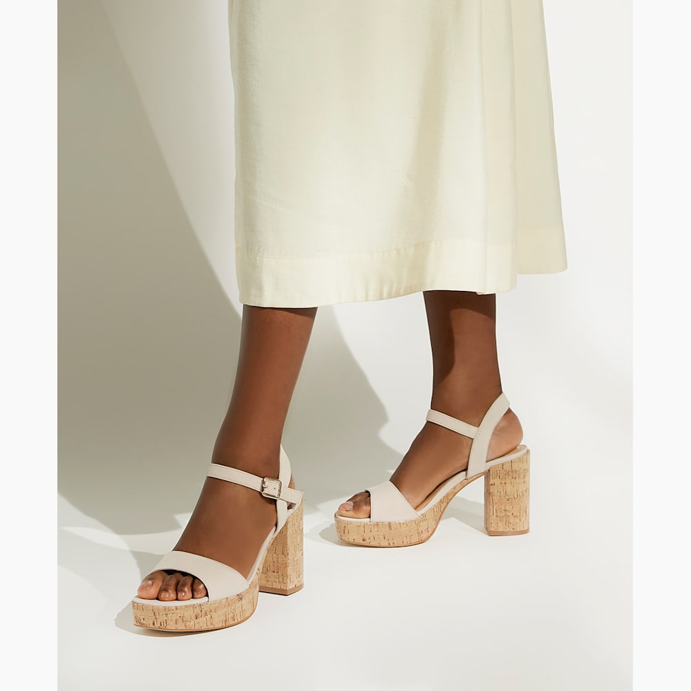 Jodi Nude Cork Platform Sandals Dune London