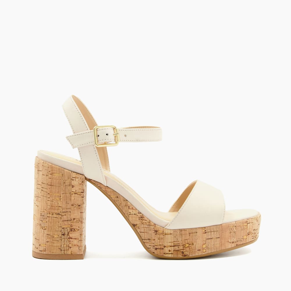 Jodi Nude Cork Platform Sandals Dune London