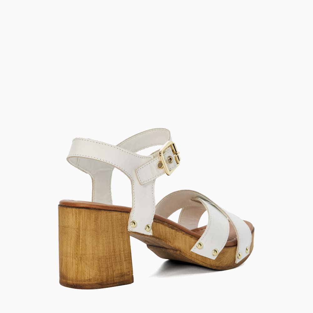 DUNE LONDON Judies サンダル Judies White, Leather Cross Strap Clog Heels | Dune London