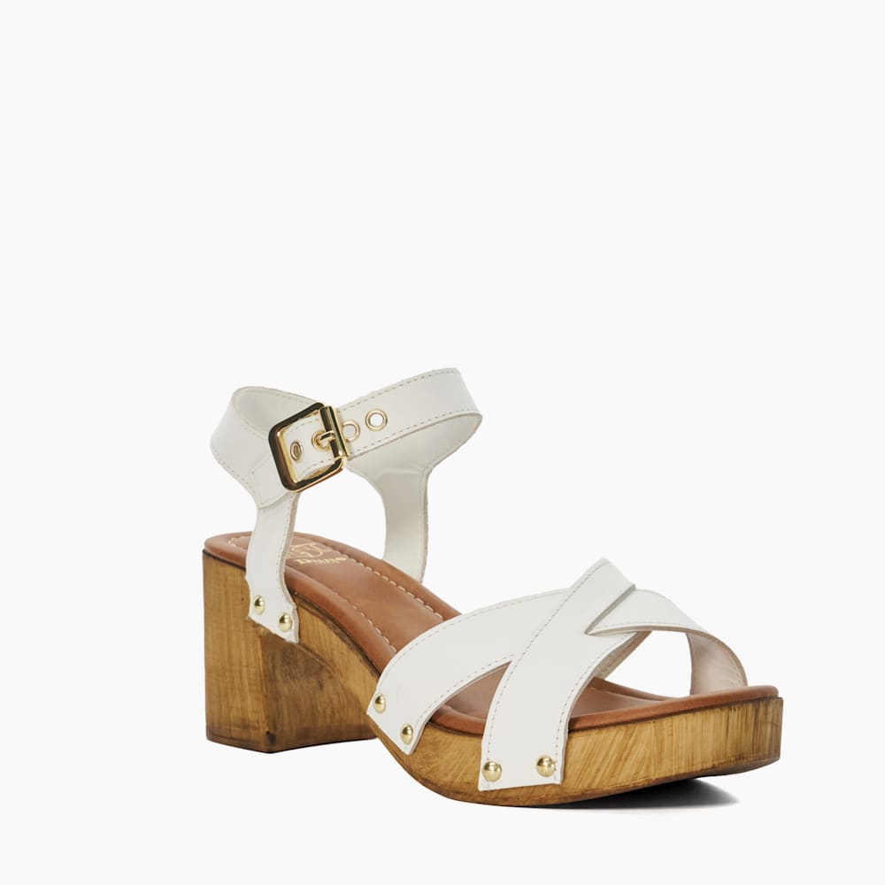 DUNE LONDON Judies サンダル Judies White, Leather Cross Strap Clog Heels | Dune London