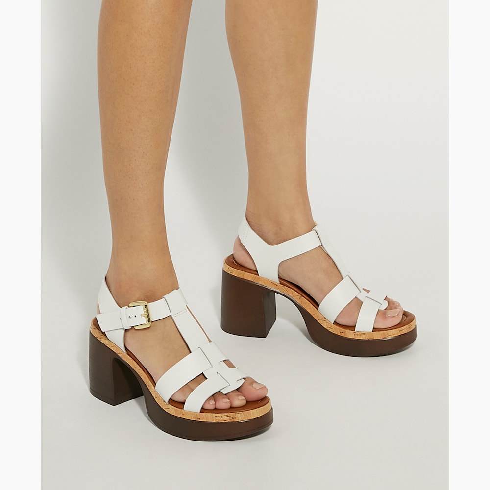 Jungle White Stacked Platform Heels Dune London