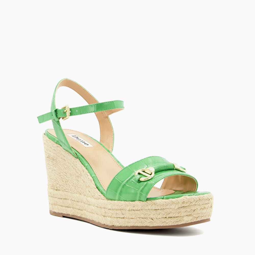 Kai Green Snaffle Trim Leather Espadrille Wedges Dune London