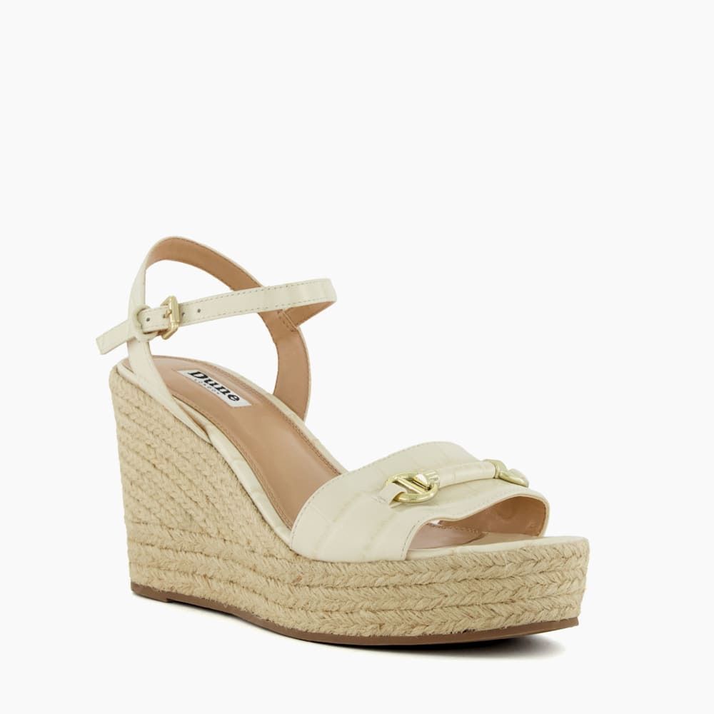 【DUNE LONDON】Kai エスパドリーユ ウェッジ サンダル Kai Ecru, Snaffle-Trim Leather Espadrille Wedges | Dune London