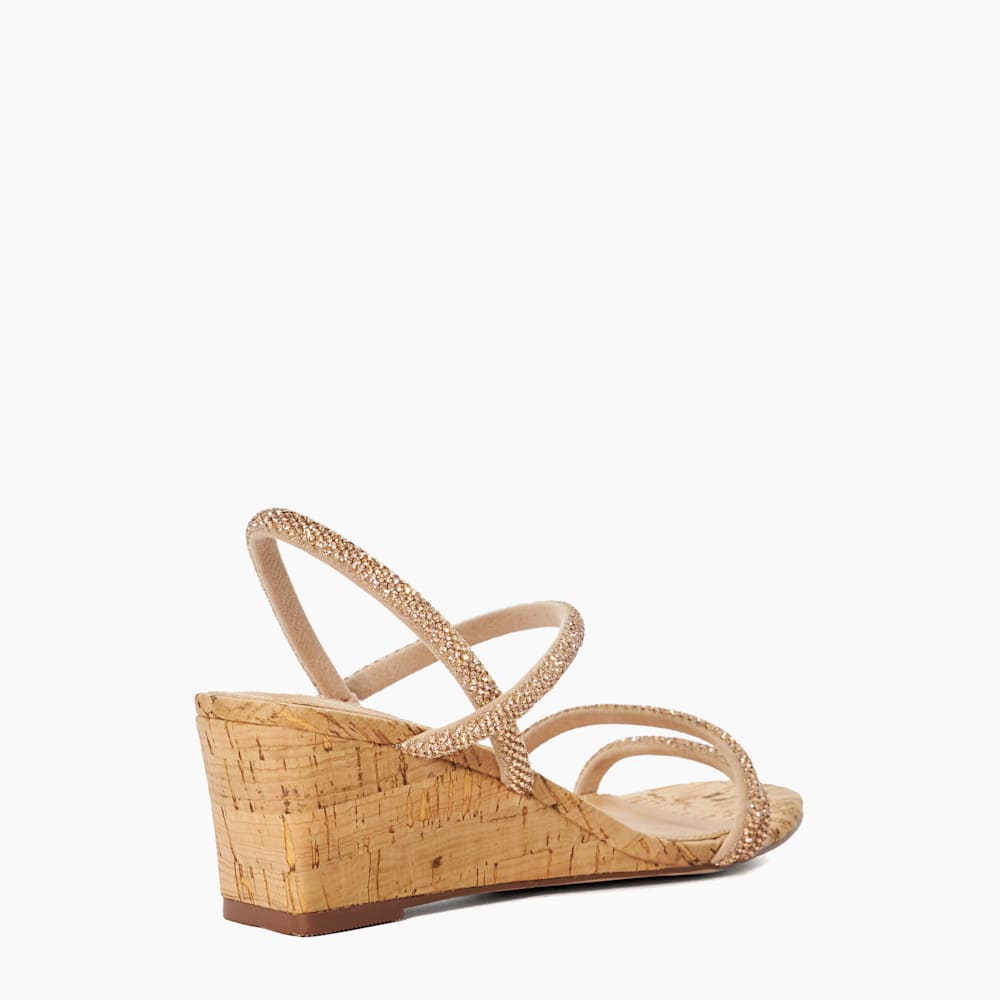 Kalia Blush Embellished Strap Cork Wedge Sandals Dune London