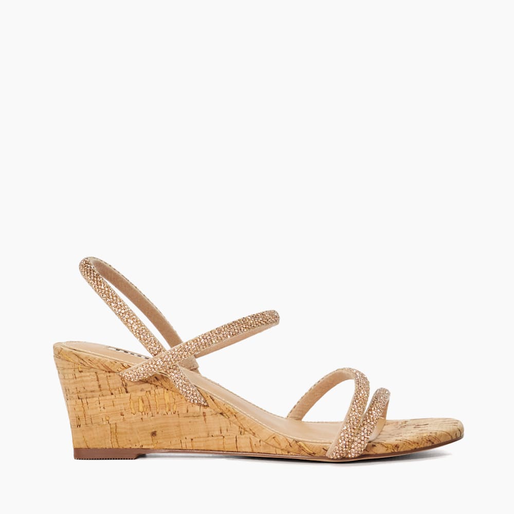 Kalia Blush Embellished Strap Cork Wedge Sandals Dune London