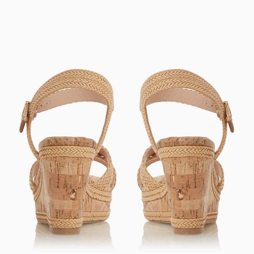 Kelisa Natural, Braided Upper High Wedge Heel Sandals | Dune