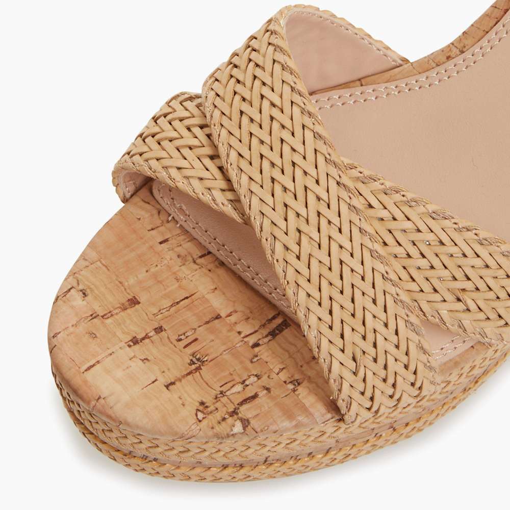 Kelisa Natural, Braided Upper High Wedge Heel Sandals | Dune