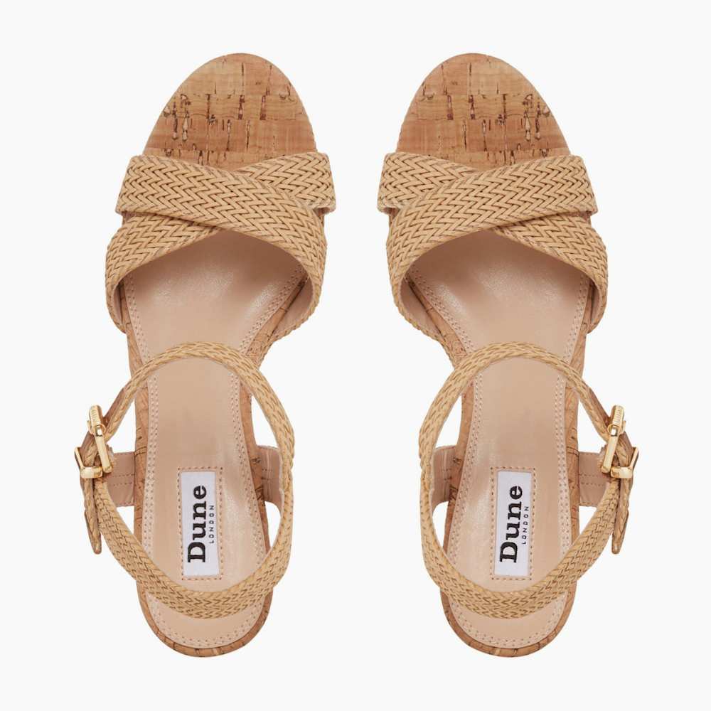 【DUNE LONDON】日本未入荷！Kelisa High Wedge Heel Sandals Buy Dune London White Standard Fit Braided Upper High Wedge