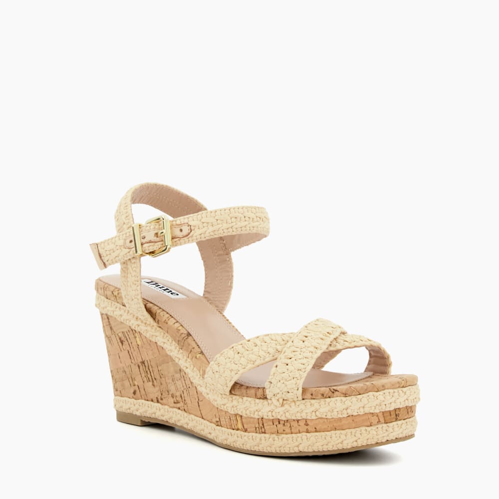 Kelisa Natural, Braided-Cross-Strap Cork-Wedge Sandals