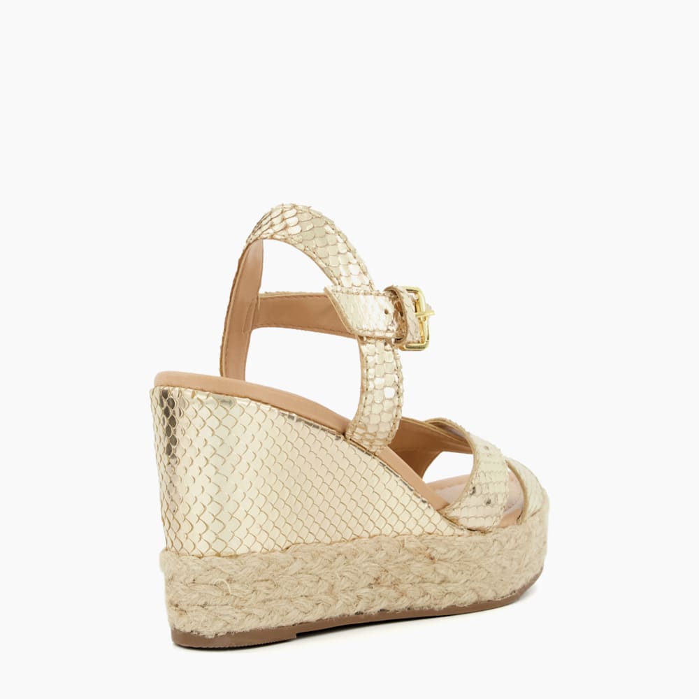 Kind Gold Espadrille Wedge Heel Sandals Dune London
