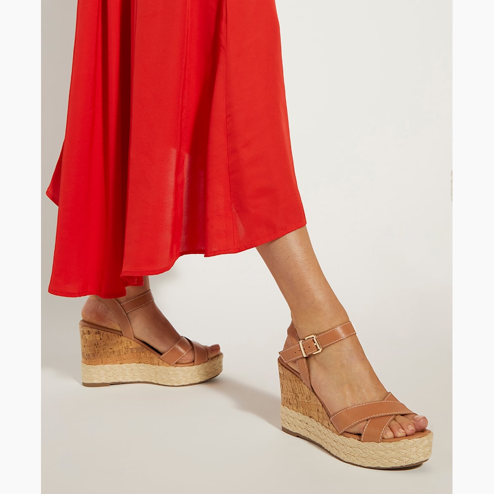 Tan leather wedges store