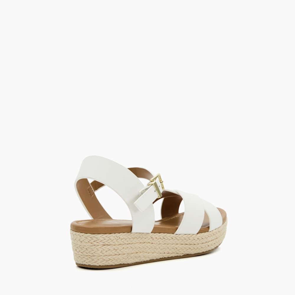 Kinsley White Raffia Espadrille Wedge Sandals Dune London