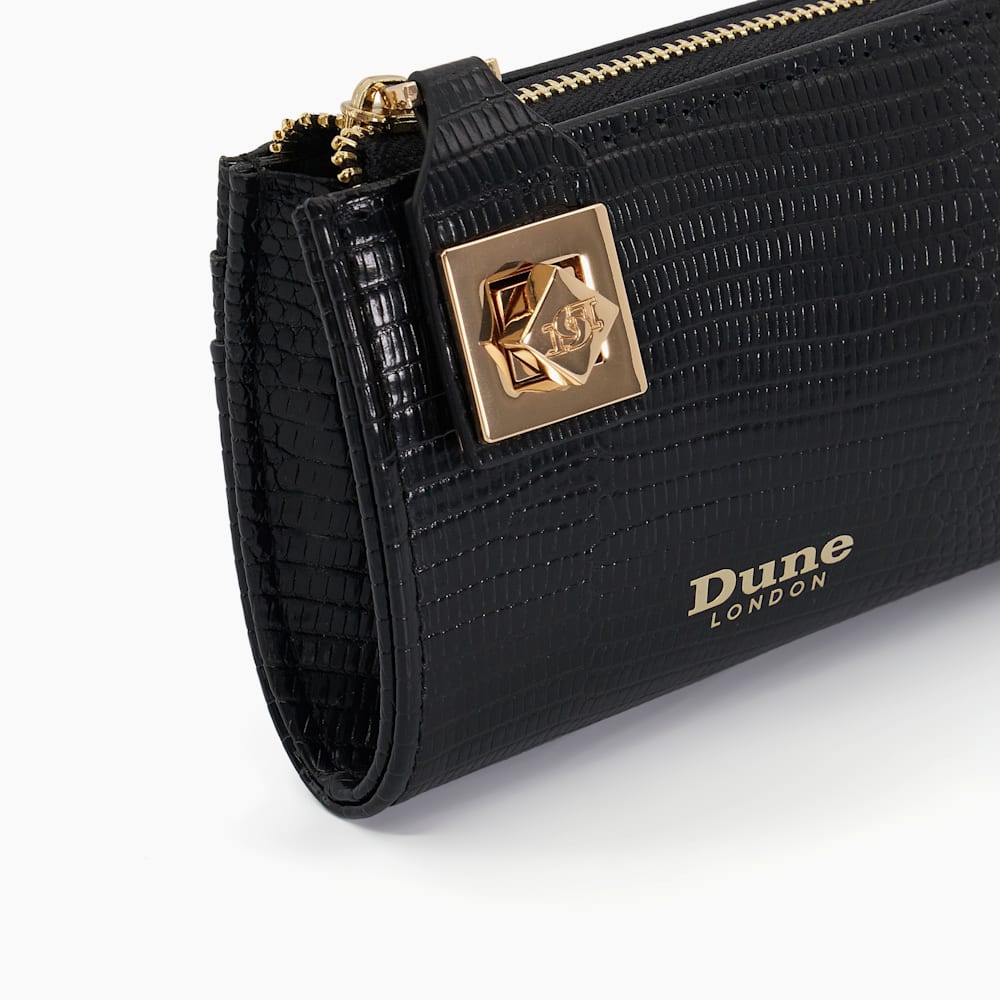 Koined Black Branded Croc Debossed Cardholder Dune London