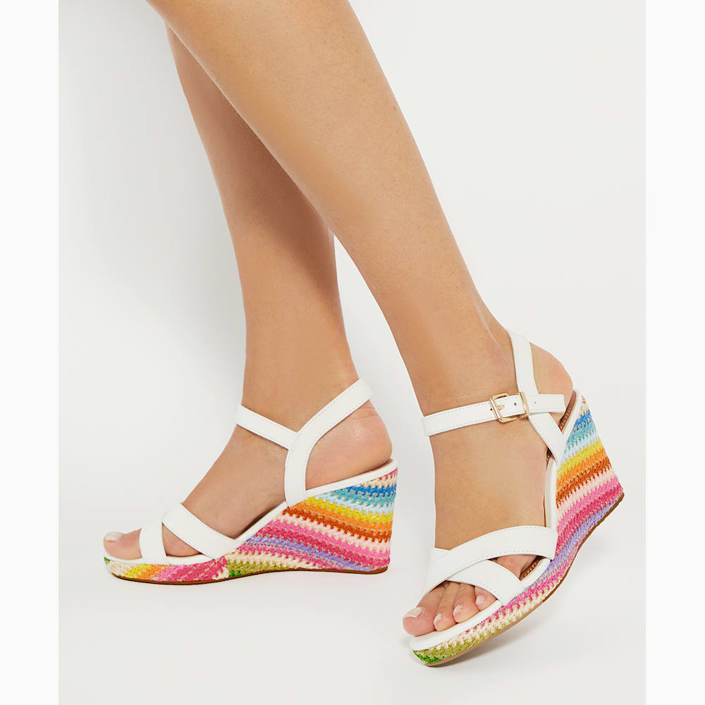 Kyrin Off White Rainbow Stripe Wedge Dune London