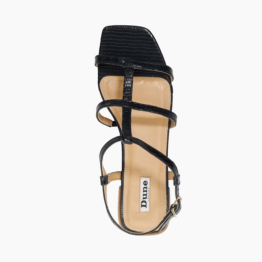 Ladi Black, Flat Leather Sandals Dune London
