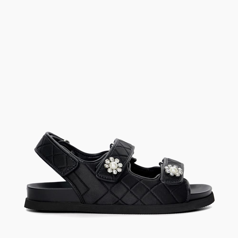 Lamara Black, Double Strap Embellished Sandals Dune London