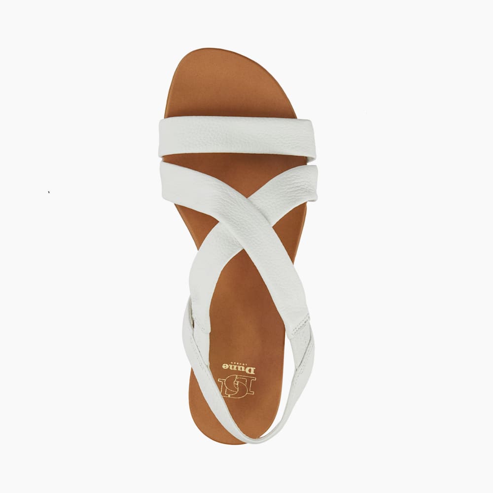 Landies White, Flat Leather Sandals | Dune London