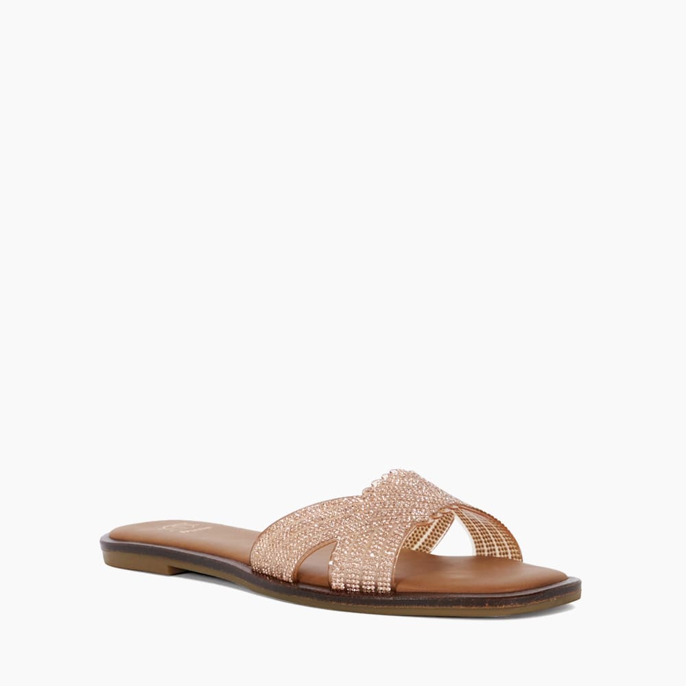 Lexxo Rose Gold Open Toe Flat Heel Sandals Dune London