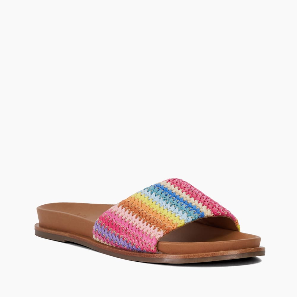 Lilas Multi Rainbow Woven Slip on Mules Dune London
